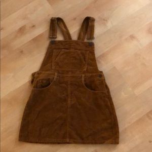 Cute camel corduroy overall dress